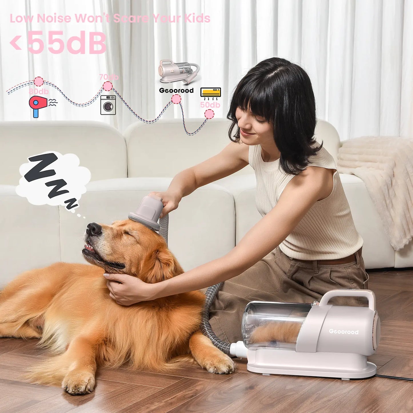 Transform Your Pet Grooming Routine with the Geoorood Dog Grooming Vacuum Kit - Powerful 10Kpa Suction, 2.2L Dust Tank, and Adjustable Combs for Effortless Grooming at Home!