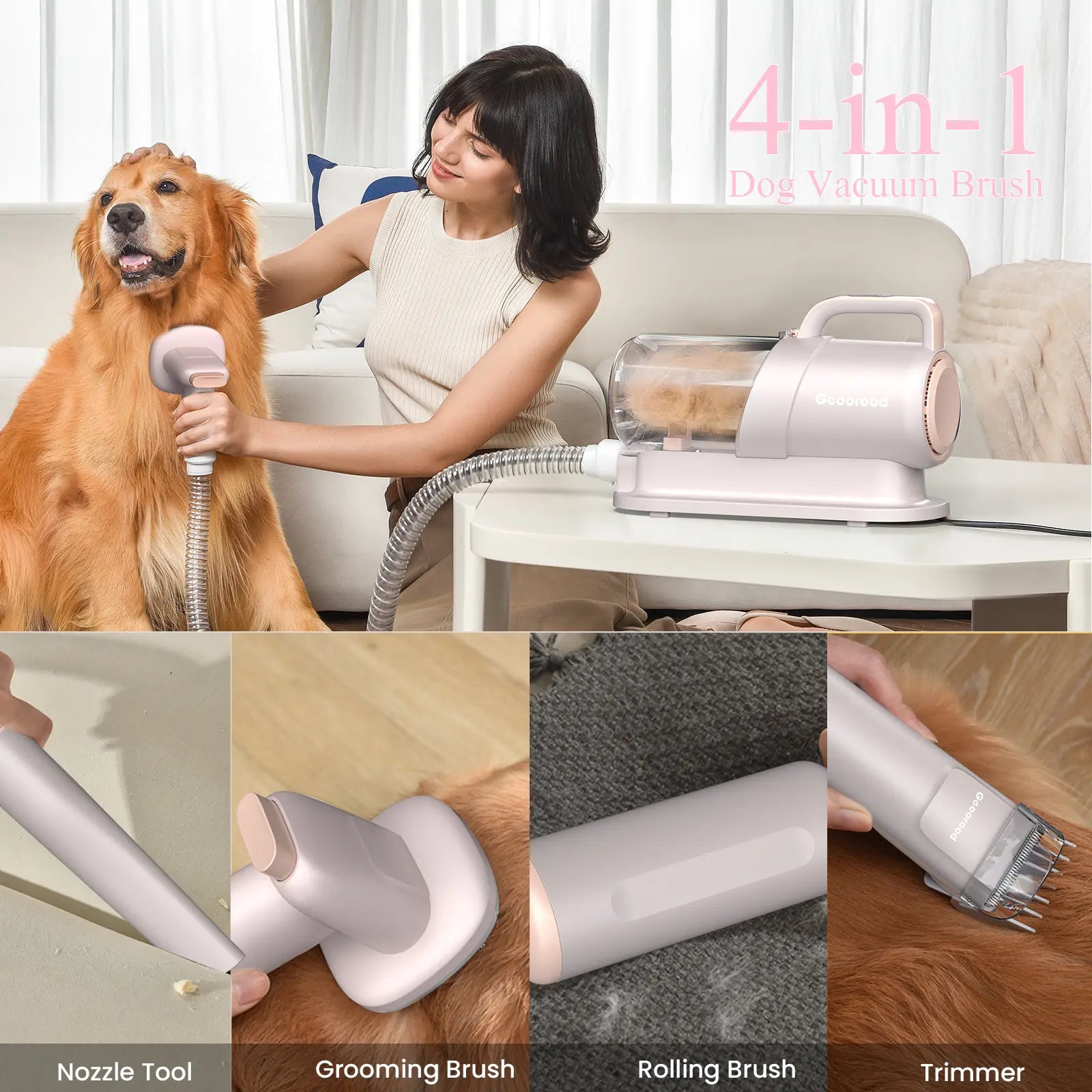Transform Your Pet Grooming Routine with the Geoorood Dog Grooming Vacuum Kit - Powerful 10Kpa Suction, 2.2L Dust Tank, and Adjustable Combs for Effortless Grooming at Home!