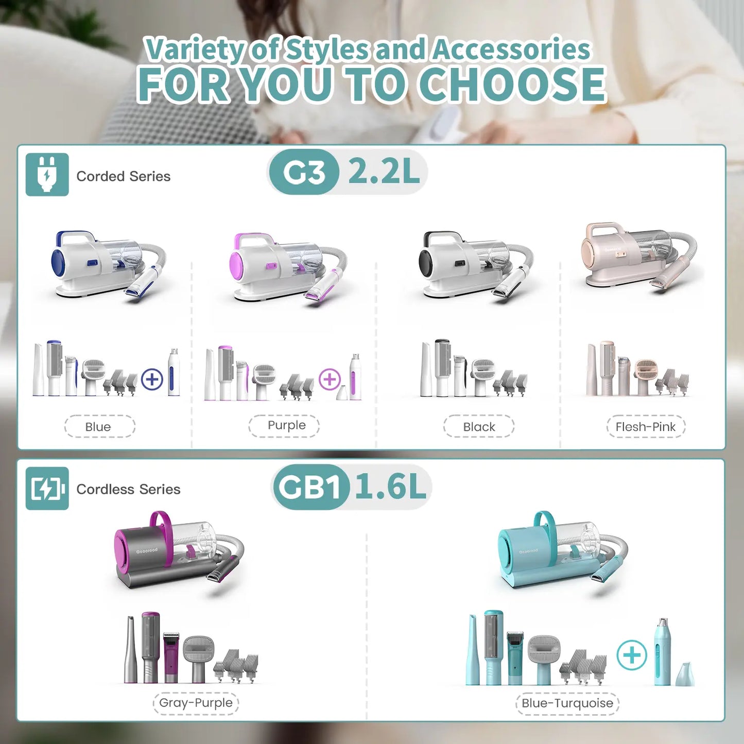 Transform Your Pet Grooming Routine with the Geoorood Dog Grooming Vacuum Kit - Powerful 10Kpa Suction, 2.2L Dust Tank, and Adjustable Combs for Effortless Grooming at Home!